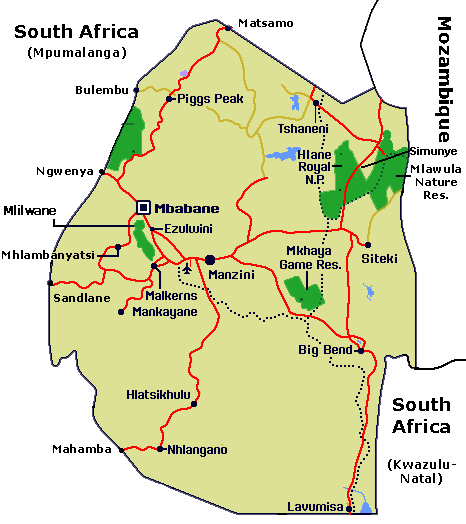 Swaziland Accommodation Map