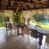 Gazebo with the swimming pool view  