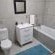 Spare bedroom bathroom with bath.