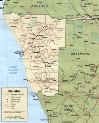 Map of The Central Region of Namibia