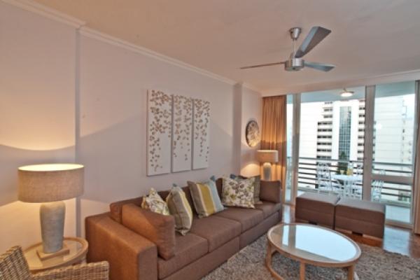 The comfortable lounge leading to the patio