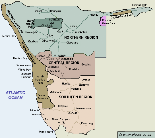 Namibia Accommodation Map