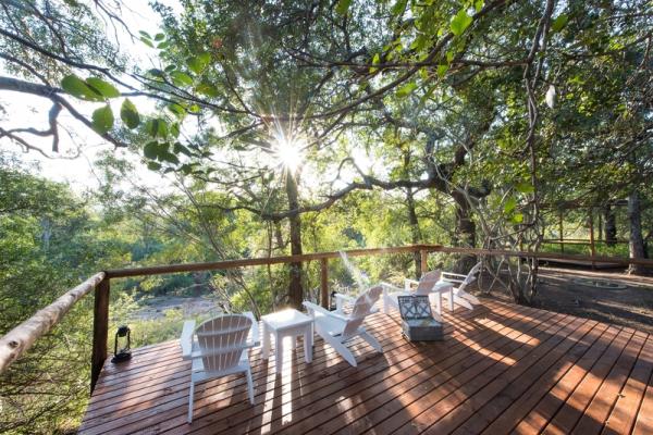 Deck overlooking riverbed