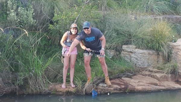 Fishing in pond