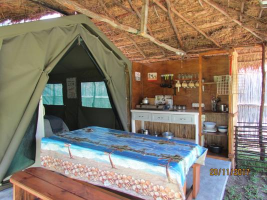 Safari tent kitchen