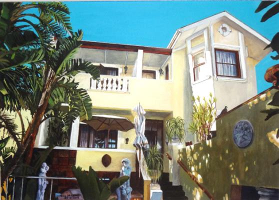 Painting of the Stadium Guest House garden view