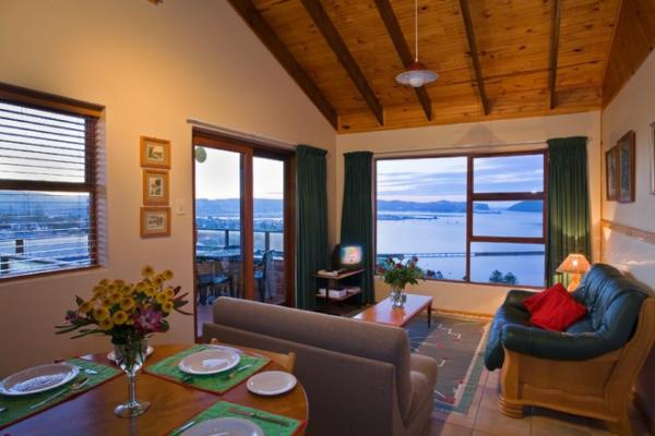 Self-catering apartment - living room with this amazing view of Knysna Lagoon