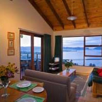 Self-catering apartment - living room with this amazing view of Knysna Lagoon