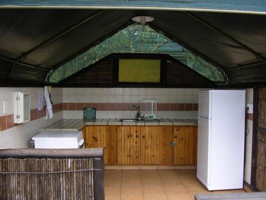 Safari tent kitchen just outside the tented unit