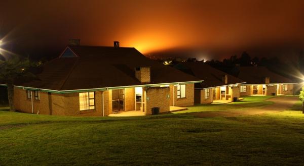 Self catering chalet overview at night