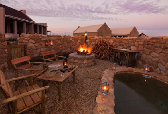 Boma, braai area and plunge pool at Karoo View Cottages
