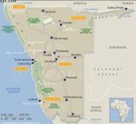 Map of The Northern Region of Namibia