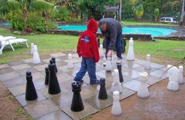 Chess in the pool area