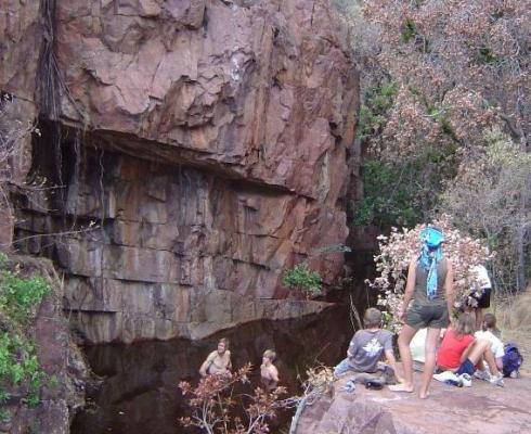 Hikers taking a well deserved dip in the Kloof