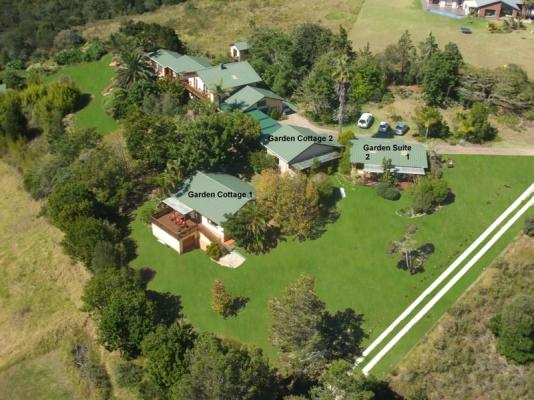 Aerial view of Garden Suites and Cottages