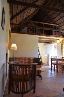 lounge area with fireplace in Lazy Leopard House