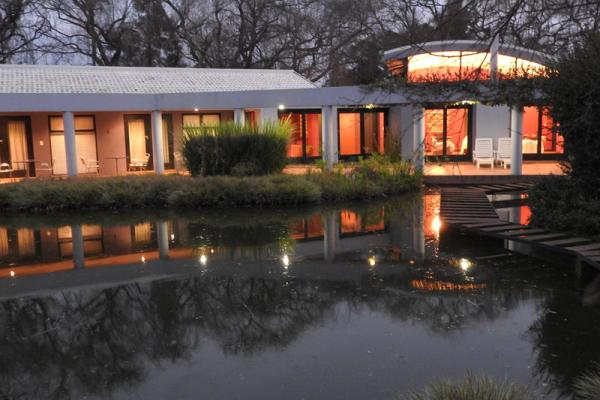 View of Guest Rooms from garden lake