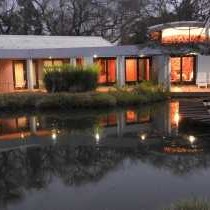 View of Guest Rooms from garden lake